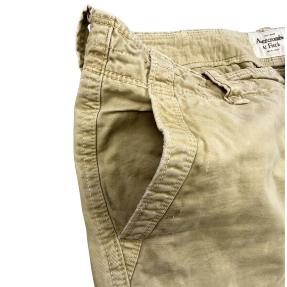 Abercrombie Fitch Cargo Shorts Men 38 Khaki Tan Heavy Distressed Paratrooper Y2K - Picture 3 of 14